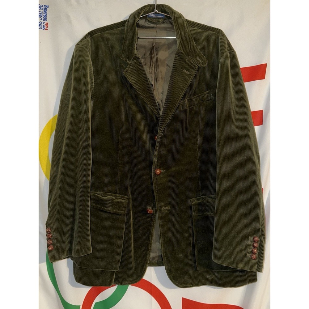Vintage Polo Ralph Lauren Corduroy Blazer Sport Coat Mens XL Green Macau 90s